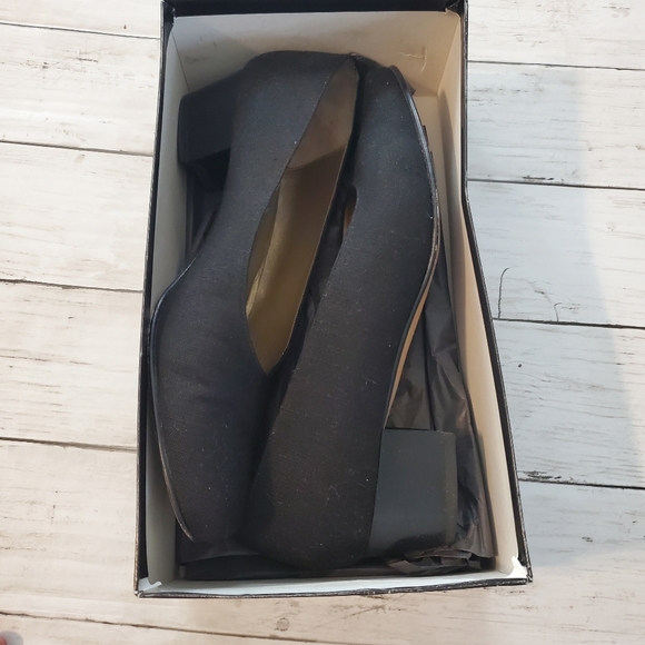 Vintage yves saint laurent black linen block heels with box size 10 - Picture 10 of 11